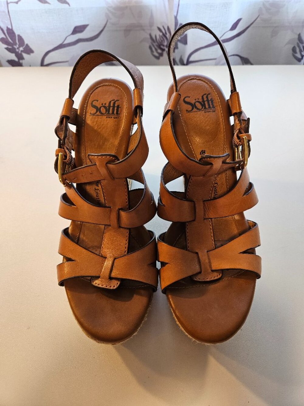 Sofft Tan Leather Sandals, Size 8